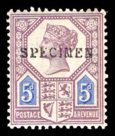 1887-92 5d Die I Dull Purple And Blue Fine Unmounted Mint Type 9 SPECIMEN Overprint. - Ongebruikt