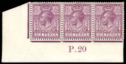 1913 6d Dull Purple Cylinder P20 Strip Of Three One Unmounted. - Ungebraucht