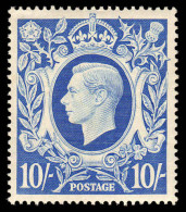 1939-48 10/- Ultramarine Fine Unmounted Mint. - Neufs