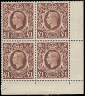 1939-49  1 Corner Marginal Block Of 4 Unmounted Mint. - Unused Stamps