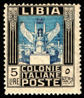 ITALY 1940 L.5 - SERIE PITTORICA - NERO & AZZURRO - DENT. 14 - MNH GOMMA INTEGRA - Libyen