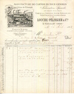 FACTURE.38.VIZILLE.MANUFACTURE DE CARTON EN TOUS GENRES.LOUCHE-PELISSIER & Cie.USINE DE SAINT JOSEPH. - Imprenta & Papelería