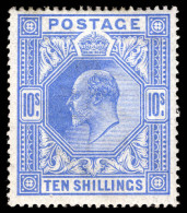 1911-13 10/- Blue Fine Unused Skilfully Regummed. - Nuevos