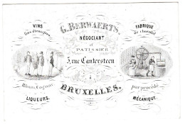 Carte Porcelaine, Porseleinkaart, G. Berwaerts, Négociant Et Patissier, Bruxelles, Dim:68 X 102mm - Cartes Porcelaine