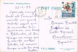 50623. Postal Aerea KOWLOON (Hong Kong) 1973. Vista Junco Chino. Puerto De Hong Kong - Brieven En Documenten