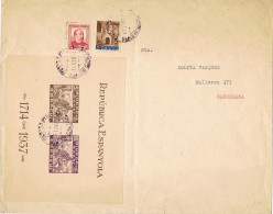 50624. Carta SAN FRUCTUOSO Del BAGES (Barcelona) 1937. Republica. Hojita RIUDOR Del BAGES, Recargo Exposicion - Cartas & Documentos