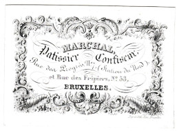 Carte Porcelaine, Porseleinkaart, Marchal, Patissier Confiseur, Bruxelles, Dim:93 X67mm - Cartes Porcelaine