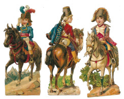 Lot 3 Découpis MILITARIA - 3 Enfants Soldats Montés Sur Cheval - Enfants