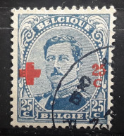 BELGIQUE 1918 CROIX ROUGE RED CROSS,  Yvert No 156, + 25 C Sur 25 C Outremer Obl TB - 1918 Rotes Kreuz
