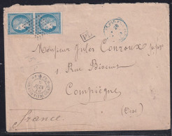 Guadeloupe - Colonies Générales N°23 Paire - Oblitéré Losange 64 Points Pointe à Pitre Paq. Fr. 1875 - TB - Covers & Documents