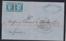 Guadeloupe - Colonies Générales N°23 Paire - Oblitéré Losange 64 Points Pointe à Pitre - 1872 - TB - Storia Postale