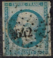 France - 1853 - Y&T N° 14 B, Oblitéré PC 642 Castets-en-Dorthe - 1862 Napoléon III