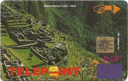 Peru - Telepoint - Machu Picchu [Reverse Aló-USA (Puzzle 4/4)], Purple Overpr. Sticker 45+5 Sol, Used - Perú