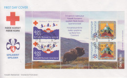 Enveloppe  FDC  1er  Jour   GROENLAND     Bloc  Feuillet     CROIX  ROUGE   1993 - FDC