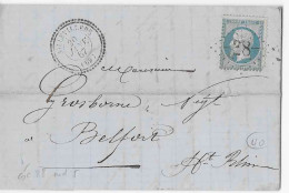 N°22 SUR LETTRE CAD AILLEVILLERS (Haute Saône) LOSANGE GC 28 - 1862 Napoléon III