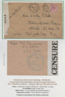 WW2 FRANCE Forces Navales Vaguemestre Bâtiment Ligne RICHELIEU 1944 USA New-York Via LONDON FNGB Censure Avion Air Mail - Covers & Documents