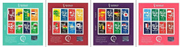 Hologram Holograms QR Code - Country Groups Of 2022 FIFA World Cup Soccer Football - Set Of 4 Stamp Sheets From Qatar ** - Hologramme