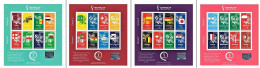 Hologram Holograms QR Code - Country Groups Of 2022 FIFA World Cup Soccer Football - Set Of 4 Stamp Sheets From Qatar ** - Holograms