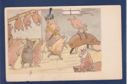 CPA Cochon Pig Position Humaine Circulé Dentist Dent Dentiste - Pigs