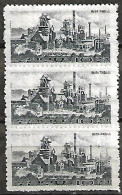 Corée Du Nord 1964 Aciérie De Hwanghai, 3 Val MNH (trio Vertical) - Usines & Industries