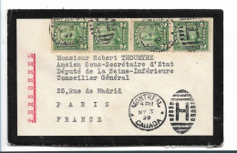 KANADA 110 / Trauerbrief, Attraktive Mehrfachfankatur 1929 Montreal Nach Paris - Storia Postale