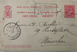 CP Luxembourg 1897. Dbl Marque BAHNPOST LUXEMBURG KARTHAUS. V.munchen - 1895 Adolfo De Perfíl