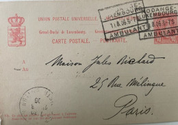 CP Luxembourg 1906. AMBULANT Dbl Marque Rooange. V.Paris - 1895 Adolphe Profil