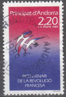 Andorre Français 1989 Michel 397 O Cote (2008) 1.00 € Bicentenaire De La Révolution Française Cachet Rond - Usados