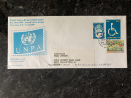 UN UNO  UNITED NATIONS TRAVELLED COVER 2008 YEAR STAMPS DISABLED MEDICINE HEALTH - Lettres & Documents