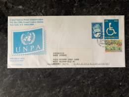 UN UNO  UNITED NATIONS TRAVELLED COVER 2008 YEAR STAMPS DISABLED MEDICINE HEALTH - Storia Postale