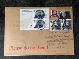 UK GB TRAVELLED COVER 2012 YEAR STAMPS  PARALYMPICS MEDICINE HEALTH - Lettres & Documents