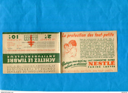Carnet Comité National  Contre La Tuberculose-1934 18 Vignettes(2 Vendues)  Neuves Gomme Brillante -pub Suchard+ Nestlé - Blocks Und Markenheftchen