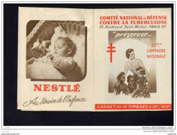 Carnet Comité National  Contre La Tuberculose-1955 Complet -bel état Vignettes Gomme Brillante - Blocchi & Libretti