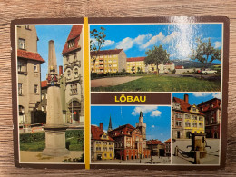 Löbau, Postmeilensäule, Rathaus, Blick Zum Löbauer Berg, Am Platz Der Befreiung - Loebau