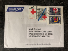 NETHERLANDS TRAVELLED COVER 2010 YEAR STAMPS  RED CROSS MEDICINE HEALTH - Brieven En Documenten