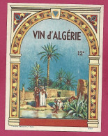 étiquette Vin D'Algérie 12° Palmiers Femmes Costumes Traditionnels Cruches Oasis - Trajes