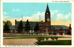 Wyoming Cheyenne New Pacific Union Railroad Station Curteich - Cheyenne