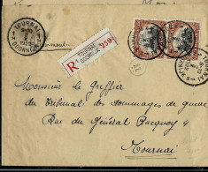 Env (Ent.)  Avec  Paire N° 142 Obl. TOURNAI - 1 H - DOORNIJK  02/10/1922 En Rec. - Correo Rural