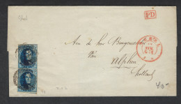 Medaillon 20 Cent (2 X) Brief Verzonden Van GHEEL (P49) Naar NEDERLAND In 1856  ; Details & Staat Zie 2 Scans  ! LOT 267 - 1849-1865 Medaglioni (Varie)