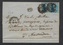 Medaillon 20 Cent (2 X) Verzonden Te BRUXELLES Naar AMSTERDAM In 1862 ; Details & Staat Zie 2 Scans ! LOT 267 - 1849-1865 Medaglioni (Varie)