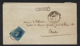 Médaillon - N°11 Sur Lettre Obl Ambulant "N.I" çàd Nord N°1 (1862) + Griffe Encadrée ANVERS Vers BRUXELLES ! LOT 267 - 1849-1865 Medaglioni (Varie)