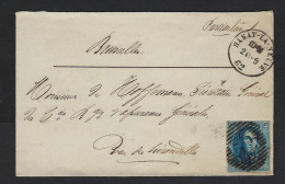 Médaillon - N°11 Sur Lettre Obl HABAY - LA - NEUVE (P52) Vers BRUXELLES Le 20/9/1862 , Voir 2 Scans ! LOT 267 - 1849-1865 Medallones (Otros)