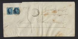 Medaillon 20 Cent (2x) Op Brief Verzonden NEUFCHATEAU (P86) Naar GEDINNE In 1862 ; Details & Staat Zie 2 Scans ! LOT 267 - 1849-1865 Medaglioni (Varie)