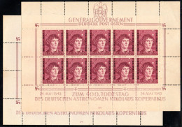 1542.1943 GENERALGOUVERNEMENT KOPERNIKUS SHEETLETS(2) I/4,II/1 MNH(**)VERY FINE AND FRESH,5 SCANS - General Government