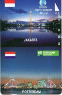 INDONESIA - TAMURA - S255 - JOINT ISSUE TELKOM INDONESIA / PTT TELECOM NETHERLANDS - JAKARTA / ROTTERDAM - MINT - Indonésie