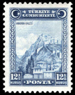 Turkey 1929-30 New Currency 12½k Deep Blue Without Dots Over U Lightly Mounted Mint. - Unused Stamps