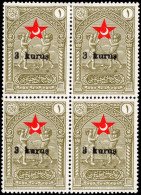 Turkey 1932 3k On 1ghr Olive Child Welfare Small Overprint Fine Block Of 4 Lower Two Unmounted Mint. - Ungebraucht