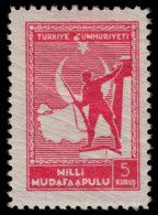 Turkey 1941-42 5k National Defense Fund Lightly Mounted Mint. - Nuevos