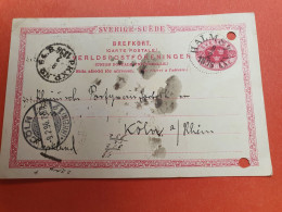 Suède - Entier Postal De Halmstad Pour Cöln En 1896 - Réf J 261 - Postwaardestukken