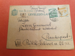 Hongrie - Entier Postal ( Pli Central ) + Compléments Pour Budapest En 1926 - Réf J 274 - Entiers Postaux